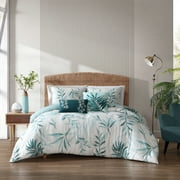 Bebejan 5 Piece Comforter Set, Queen, Green, Tropical, 100% Cotton, Reversible