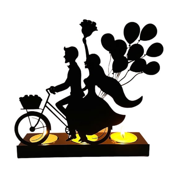 EUDIDV Romantic Presents Metal Iron Valentine's Day Couples Flowers And Balloons Candlestick Attractive Tabletop Decor With Illuminating Ambiance For Festive Wedding Home Decor Valentine's Decor