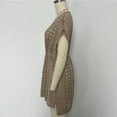 thumbnail image 6 of Crochet Coverups Beach Short Dress for Women Summer 2026 Cap Short Sleeve Tie Waist Swimsuit Bikini Cover Up (One Size, Khaki), 6 of 8