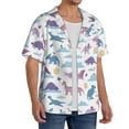 thumbnail image 2 of Uemuo Dinosaur Pattern Cotton Linen Short Sleeve Shirts,Casual Lightweight Button Down Shirts,Vacation Beach Summer Tops-Medium, 2 of 7