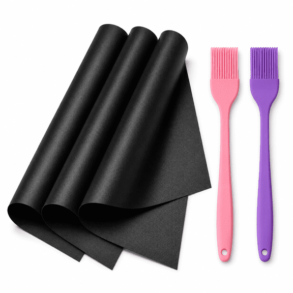 Hemivara Nonstick Oven Liners and Grill Mats, 3 Pack with 2 Brushes