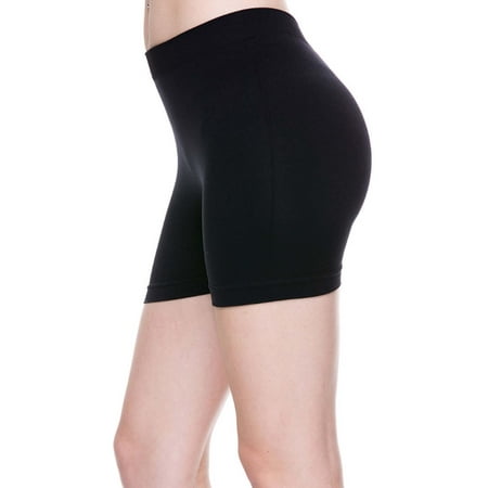 Women Basic Seamless Bike Shorts Stretch Legging Solid Color Tight