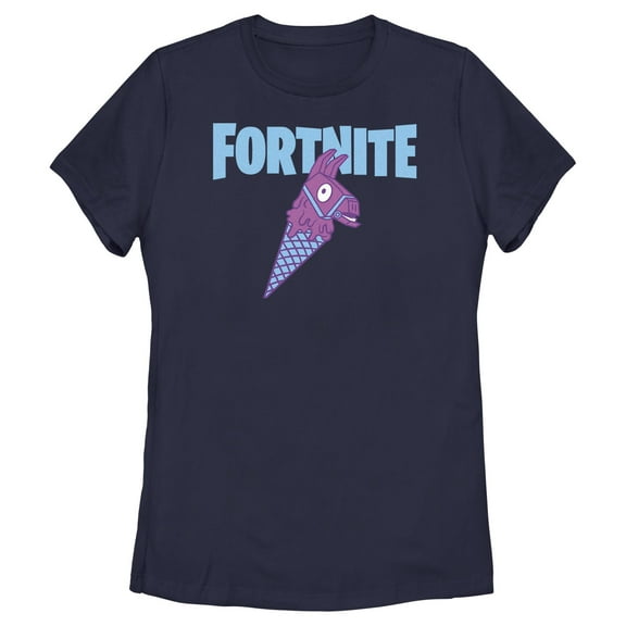 Women's Fortnite Rainbow Smash Cone Logo Graphic Tee Navy Blue Small