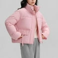 thumbnail image 4 of Olyvenn Women's Winter Jacket Zippers Solid Color Thicken Warm Short Cotton Jacket Hooded Parkas Padded Coats Pink XL, 4 of 6