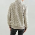 thumbnail image 5 of WTXUE Women's Oversized Cable Knit Pullover Sweatshirts Quarter Zip Collared Fleece Lined Jacket Fall Winter Fashion Warm Trendy Sweater for Cold Weather Beige L, 5 of 8