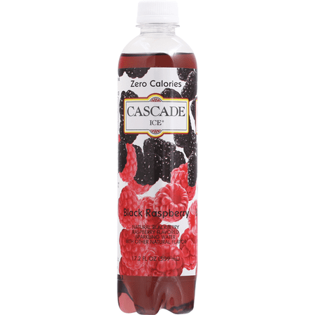 Cascade Ice Sparkling Water, Black Raspberry, Zero Calorie, 17.2 fl oz Bottles, Pack of 4 – Naturally Flavored Carbonated Drink