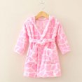 thumbnail image 2 of Toddler Girls Pajamas Hooded Thickened Warm Bathrobe Waist Belt Pockets Cow Print Sleepwear Pajama Sets for Girls 3T-4T, 2 of 3