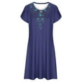 thumbnail image 4 of Viikei Summer Dresses Clearance,Women's Slim-Fit Short Sleeve Dress,Women's Casual Loose Summer Printed Short Sleeved Dress Navy M, 4 of 5