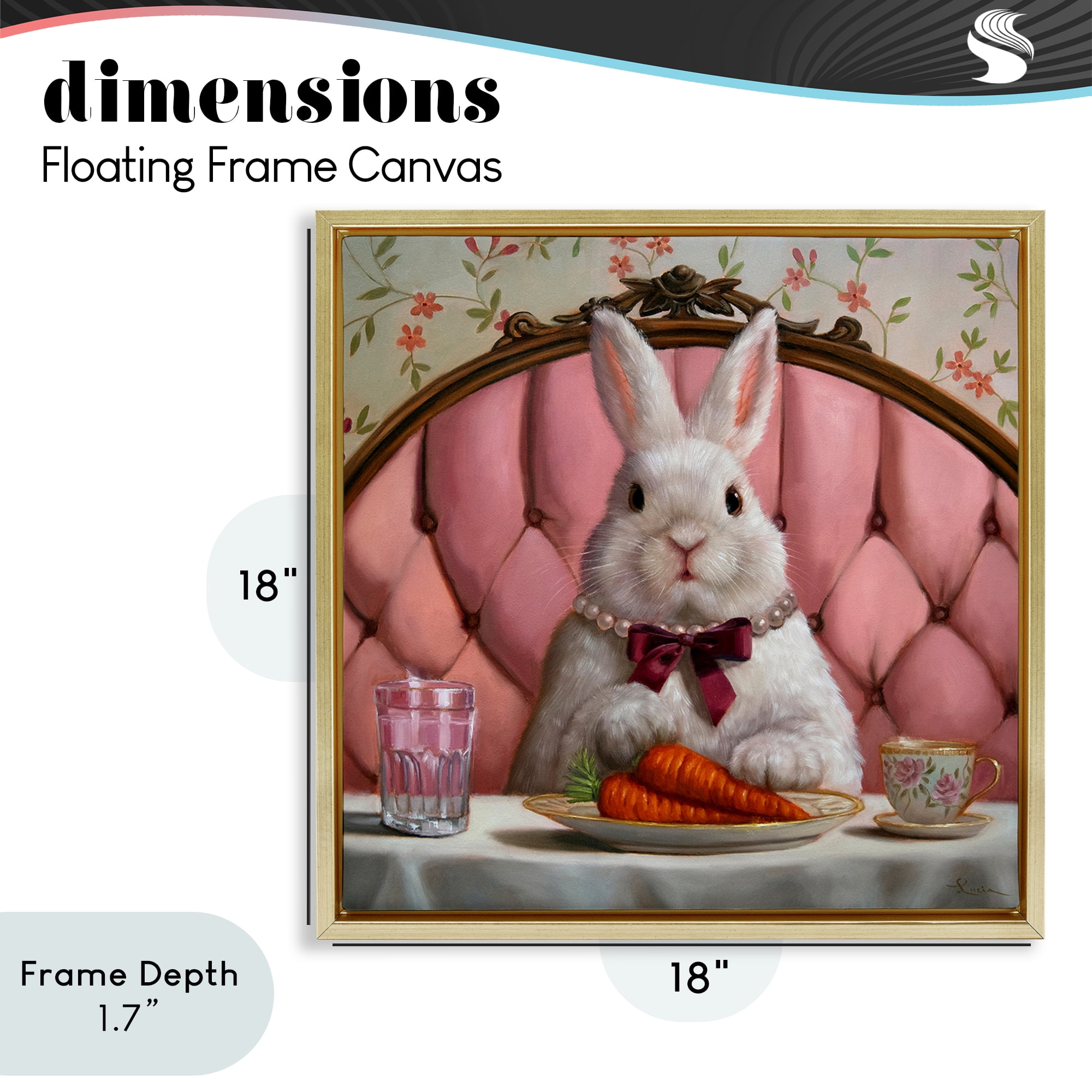 Stupell Industries Bun Appetit Rabbit Dining Gold Framed Floater Canvas Wall Art, design by Lucia Heffernan