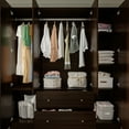 thumbnail image 6 of MONSLIPA 4 Doors Wardrobe Armoire Closet with Mirror,2 Drawers Shelves for Bedroom,Dark Brown, 6 of 12
