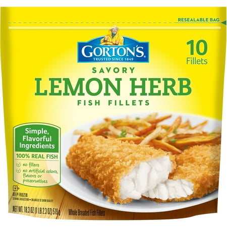 Gorton's Lemon Herb Fish Fillets, 18.3 oz., 10 ct Stand-Up Bag