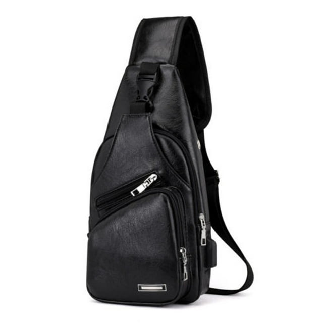 EYIIYE Men Shoulder Bag Sling Chest Pack Canvas USB Charging Sports Crossbody Handbag
