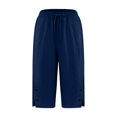 thumbnail image 5 of Capris for Women with Pockets Gauze Pedal Pushers Plus Size Work Womens Lightweight Beachwear Gaucho Pants Ladies Summer Pull On Pants Slacks Relaxed Fit with Pockets Trousers Dark blue, 5 of 5