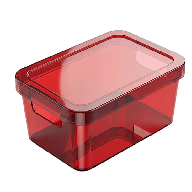 Caja de almacenamiento a prueba de humedad con tapa, diseño transparente, organizador apilable, contenedor de plástico duradero para uso doméstico.