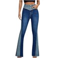 thumbnail image 2 of LEBONYARD Womens Pants Clearance under $10,Women'S High Waist All Straight Leg Wide Leg Pants Jeans Blue XL, 2 of 7