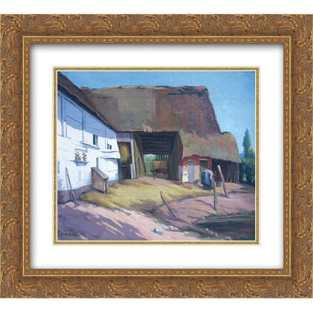 Constantin Artachino 2x Matted 24x20 Gold Ornate Framed Art Print 'Acareturi'