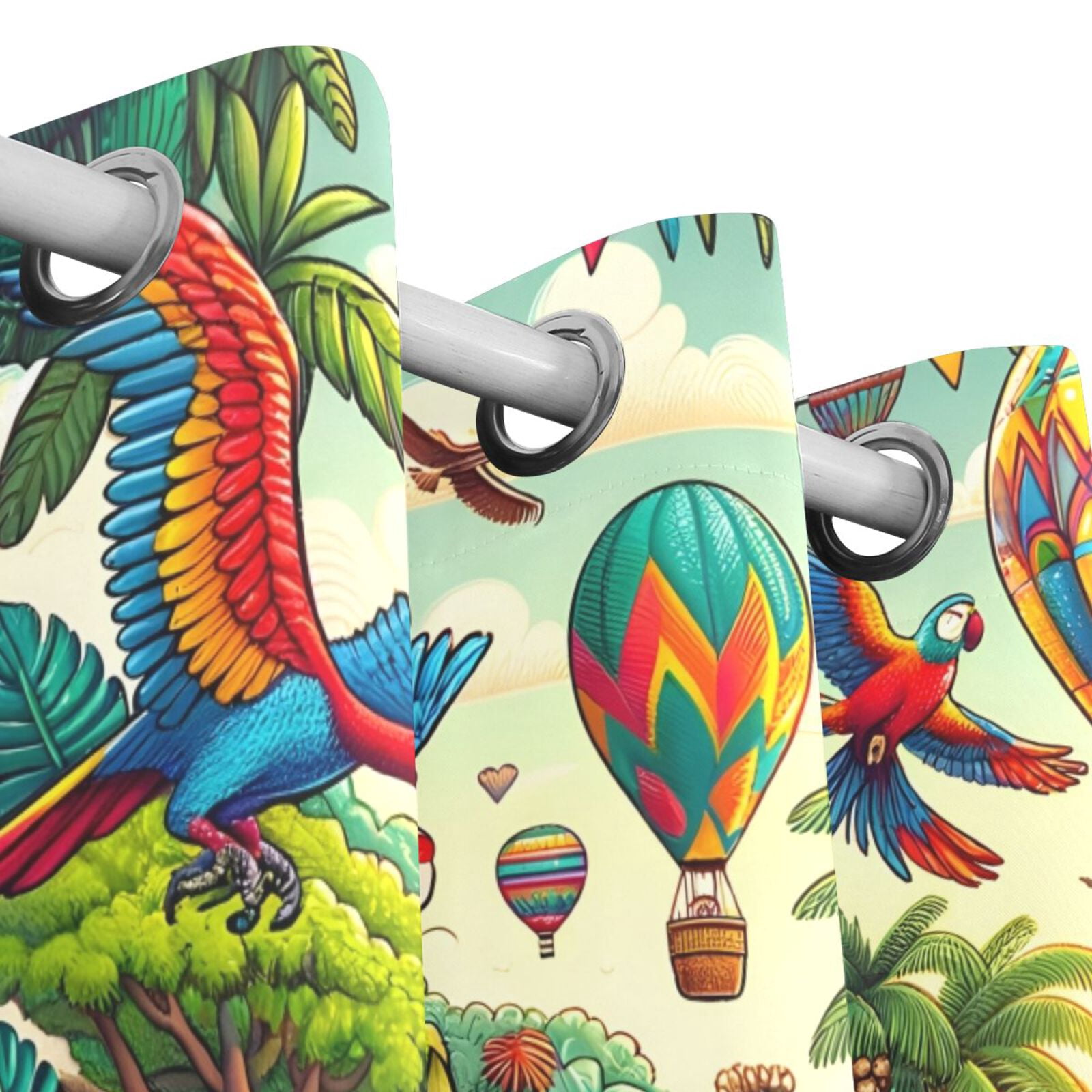 Jungle Animals Hot Air Balloon Black Out Curtains 72 Inch Length Curtains for Sliding Glass Doors Bedroom Living Room 2 Pack