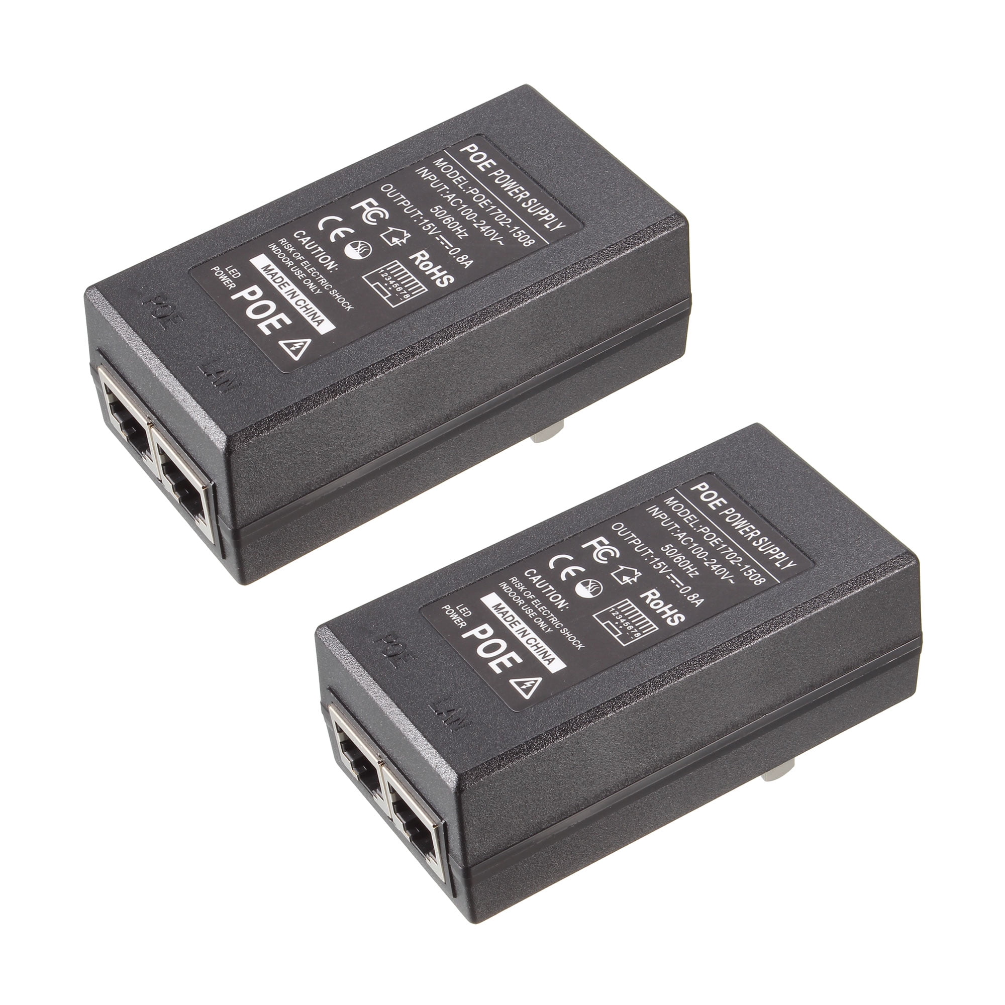 2pcs 15V 0.8A POE Power Supply Injector Power over Adapter