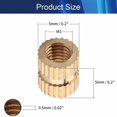 thumbnail image 2 of HUGFEGWE M3x5mm Female Thread Knurled Nuts Hx5mm OD Brass Threaded Insert Embedment Nuts Hydraulic Welded Joint Injection Molding Assortment Kit for 3D Printing Injection Molding 40PCS CJB91-25003, 2 of 6