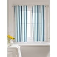 thumbnail image 3 of Teal Blue Stripe Curtains 45 Inch Length,Sheer Curtains for Bedroom Living Room Window Ombre Geometric Aqua Vertical Striped Rod Pocket Drapes Kitchen Curtains Small Half Window 42"x45" 2 Panels, 3 of 6