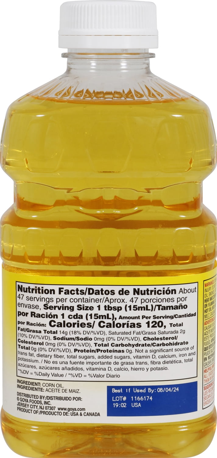 Goya Premium Quality 100% Pure Corn Oil 24 oz - Ideal for Frying and Cooking