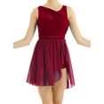 thumbnail image 2 of Doomiva Women Lyrical Dance Dresses V-Neck Chiffon Ballet Latin Dance Dress Wine Red M, 2 of 7