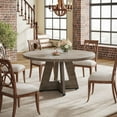 thumbnail image 3 of Tribesigns 47-Inch Round Dining Table for 4, Farmhouse Kitchen Table with Stylish Base & Wood Finish, Rustic Dinner Table for Dining Room, Home, Restaurant(Grey), 3 of 4