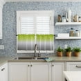 thumbnail image 5 of Green and Grey Kitchen Curtain Valance and Tiers Set Ombre Green Gray Rod Pocket Kitchen Tier Curtain Valance Set 3 Piece Gradient Gradual Modern Window Curtain Valance Tier Set for Bedroom 54x36 inch, 5 of 6