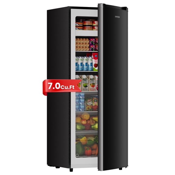 BANGSON 7.0 Cu.ft Upright Freezer,Convertible Upright Freezer/Refrigerator, Garage Ready Single Door Compact Freezer for Kitchen, Apartment, Office - Black