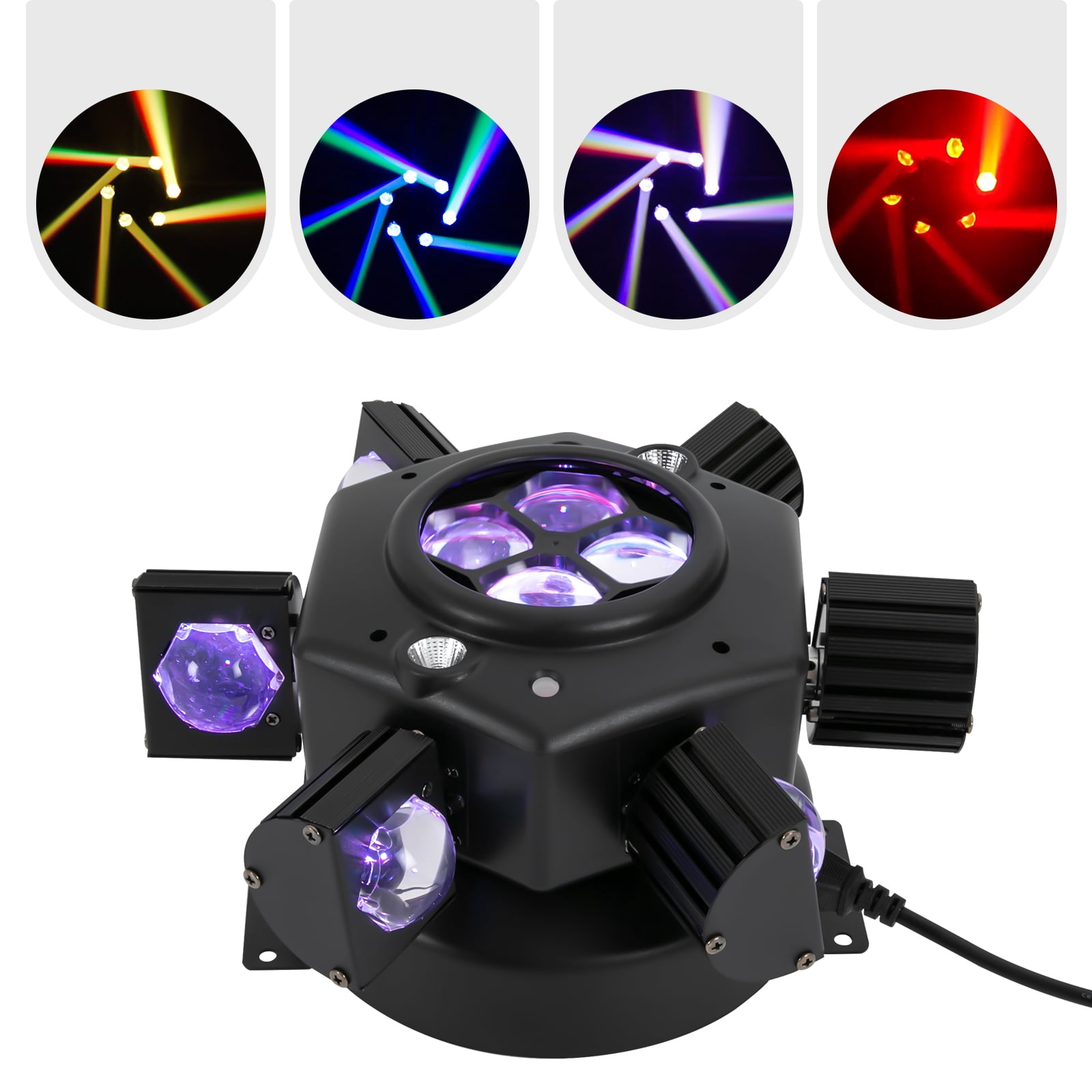 Dynamic Stage Lighting 6 Arm Bee Eye LED Beam Moving Head Laser Light, DMX512, Voice & Auto Control, 150W Power for Parties & Clubs