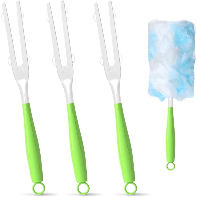 3PCS Duster Refills Folding Handles Set Compatible with Swiffer Dusters,Disposable Static Dust Removal Brush Handle for Dusting Electronics,Furniture,Blinds,Ceiling Fans (3, Green)
