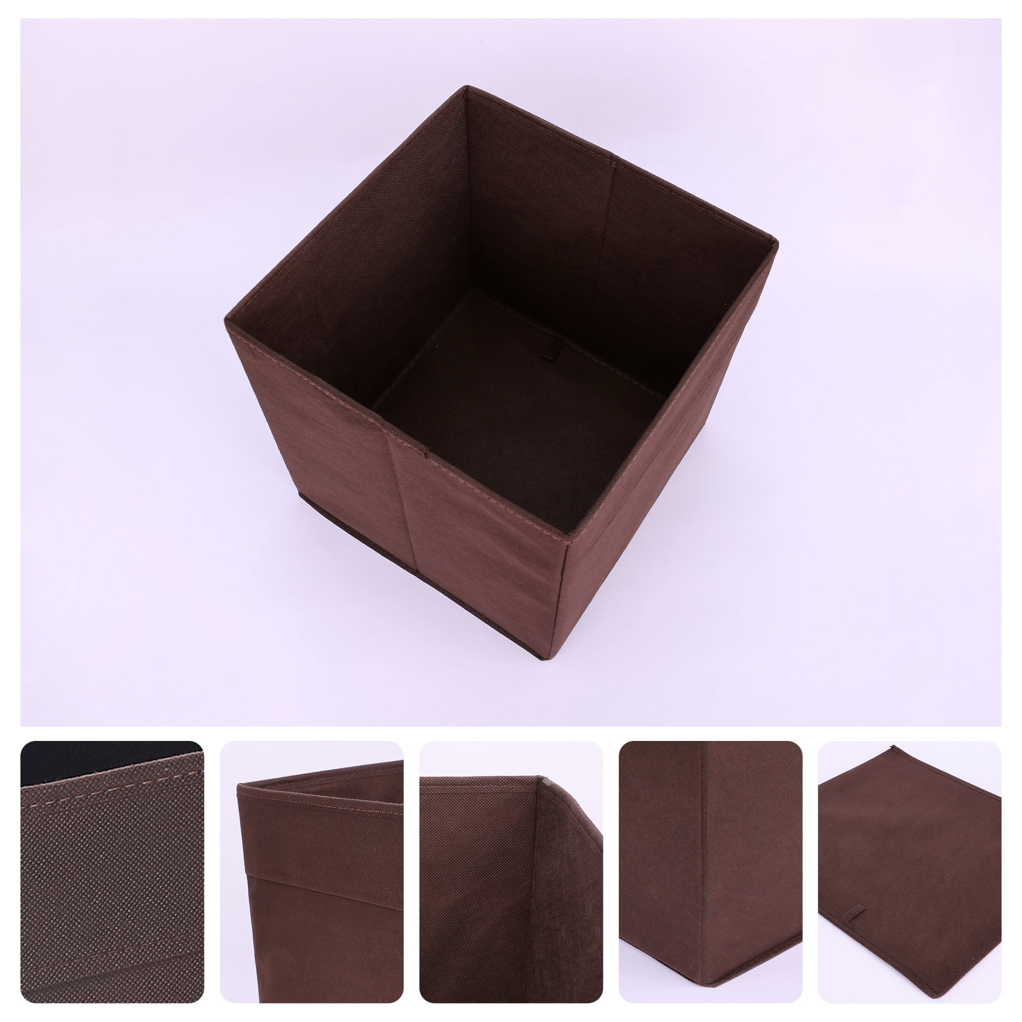 Unique Bargains Fabric Storage Cube Storage Bin Storage Basket Coffee 11*10.5*10.5in
