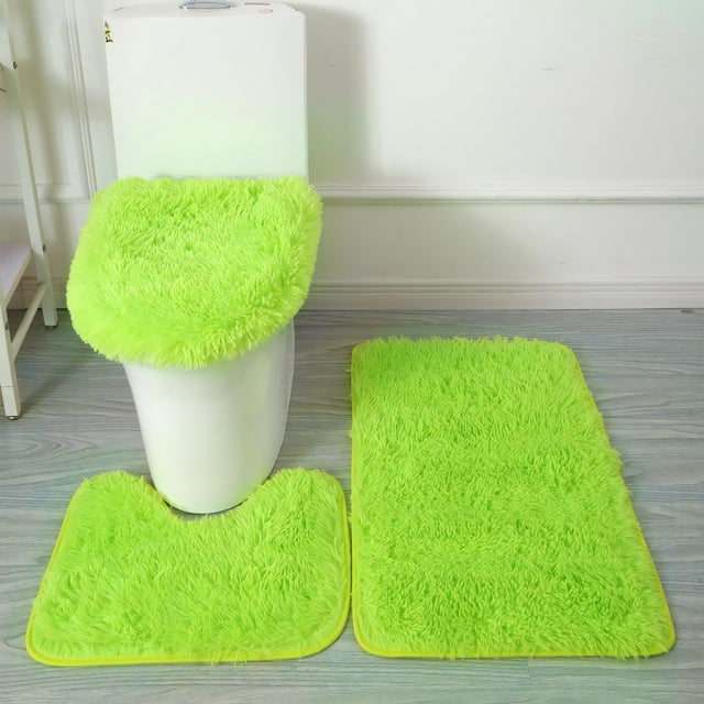 Juego de alfombras de baño Eanpet Shaggy de 3 piezas, color verde