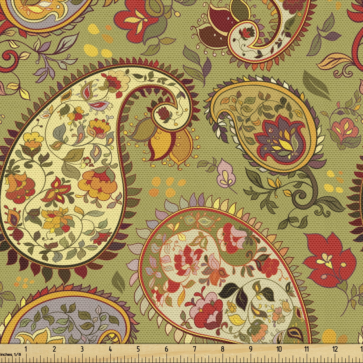 Paisley Fabric by the Yard, Colorful Eastern Oriental Persian Inspired ...