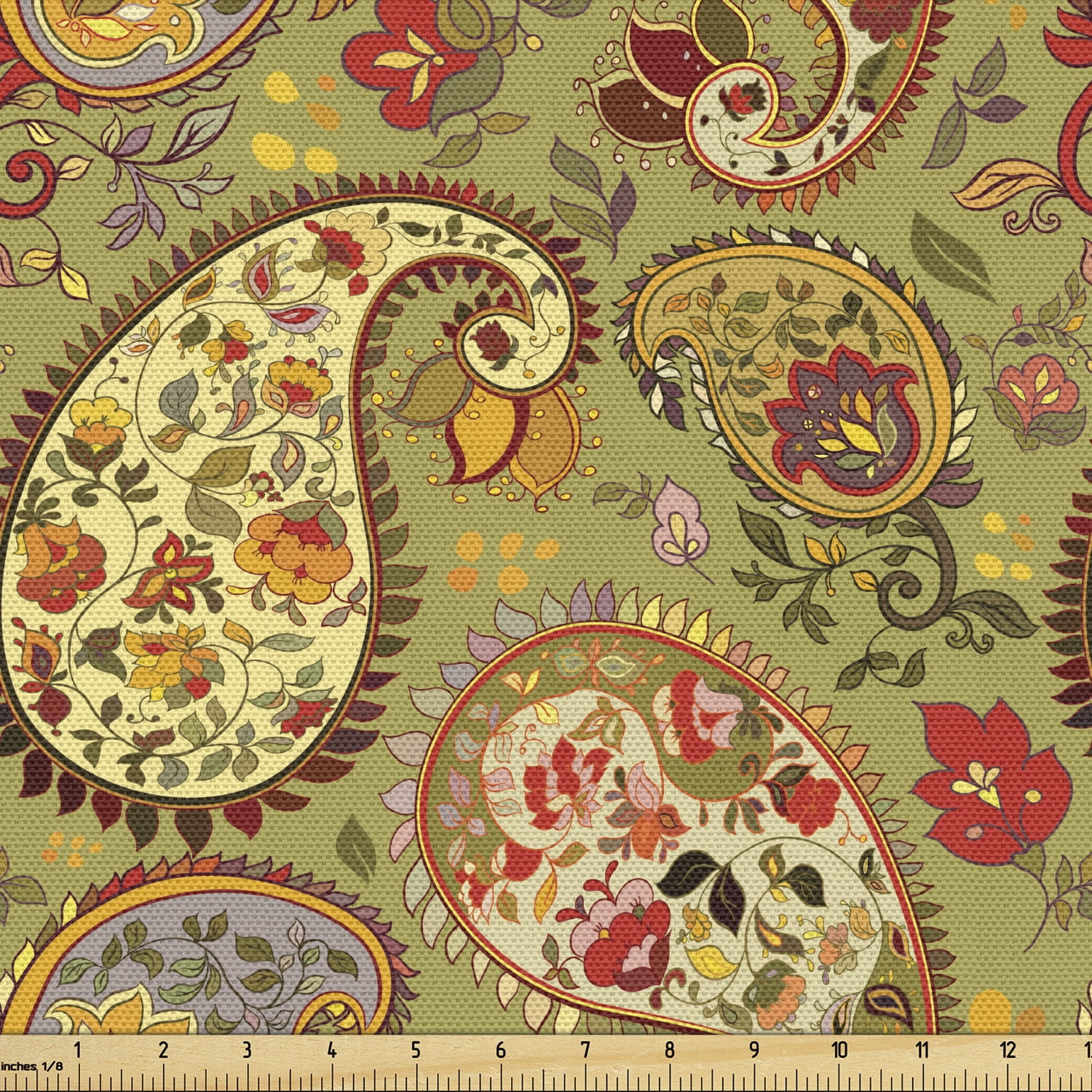 Paisley Fabric by the Yard Colorful Eastern Oriental Persian Inspired