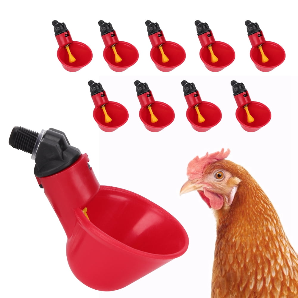 Red Weite 12-Pack Automatic Chicken Waterer Poultry Watering Cups Drinkers Easy to Clean and Install Self Operating Water Dispenser for Any Breed of Poultry No Leaks 