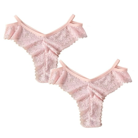 

Womens Underwear Brief Essentials Stretch Bikini Panty Lace Trim 3 Colors Comfy Panties2PC