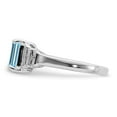 thumbnail image 4 of Sterling Silver Rhodium Plated Diamond & Light Swiss Blue Topaz Ring, 4 of 5