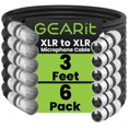thumbnail image 1 of Cable de micrófono GearIt XLR macho a hembra de 1 m, paquete de 6 unidades, negro, 1 of 9