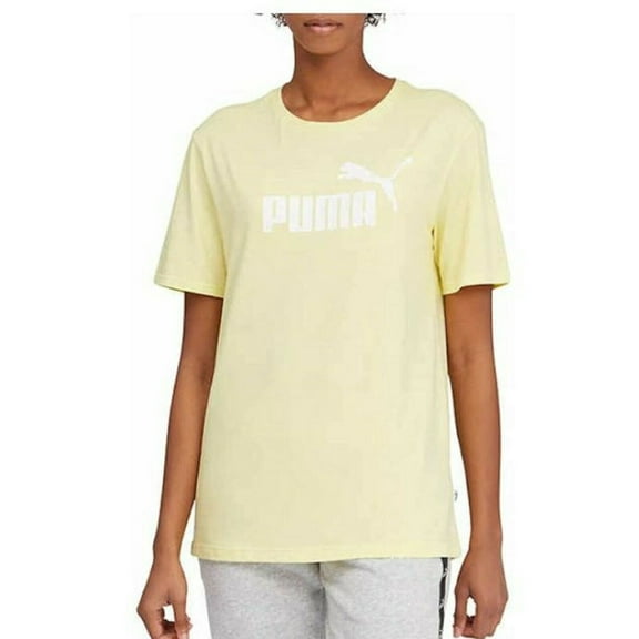 Puma Ladies' Boyfriend Logo Tee T-Shirt, Yellow Pear/White Large