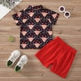thumbnail image 5 of HCNTES Toddler Baby Boy Easter Outfit Toddler Boys Valentine's Day Heart Printed Short Sleeve Shirt Tops Shorts Kids Gentleman Outfits, 5 of 6