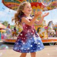 thumbnail image 4 of CAUYDY Toddler Girl Dresses 1T-6T Kid Girls 4th of July Straps Dress Baby American Flag Stars Striped Sundress Children Independence Day Outfits (Sizes 2-3 Years,Watermelon Red), 4 of 5