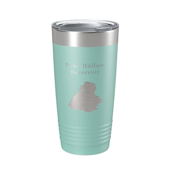 Sand Hollow Reservoir Tumbler Lake Map Travel Mug Insulated Laser Engraved Coffee Cup Utah 20 oz Teal