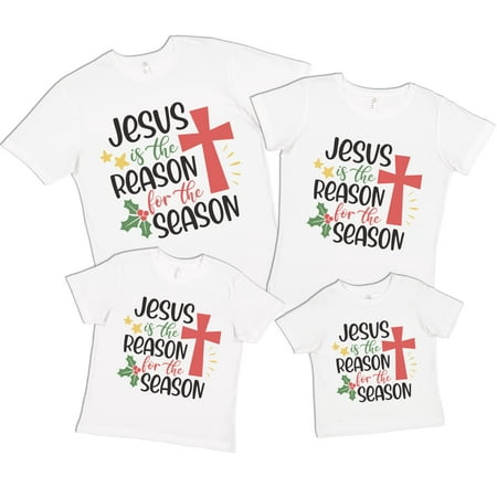 

7 ate 9 Apparel Matching Family Merry Christmas Shirts - Jesus is The Reason for The Season White T-Shirt 4T
