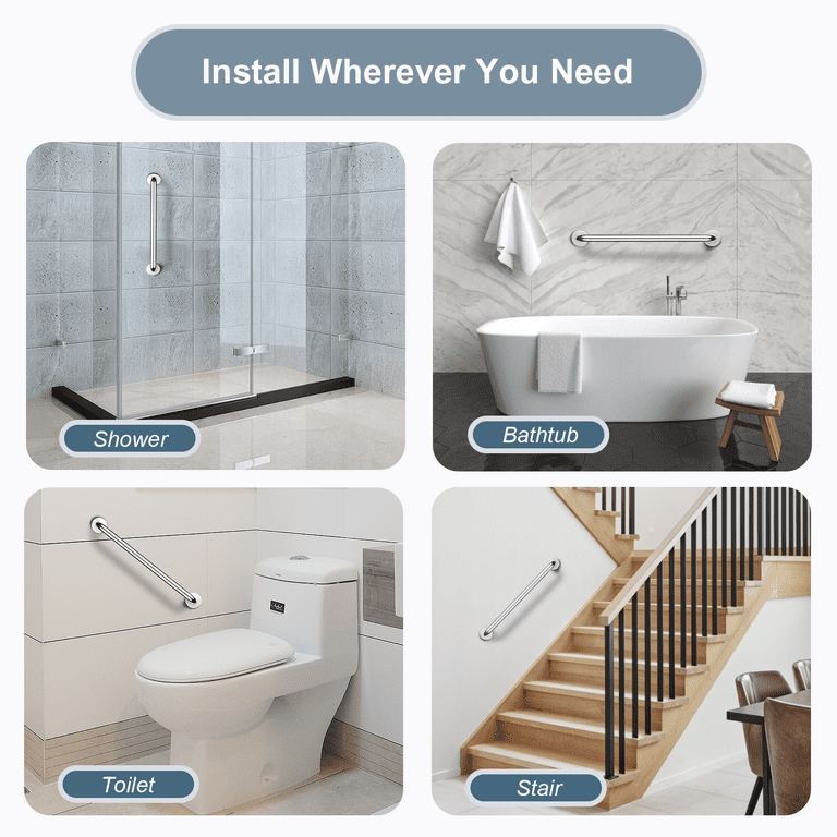 BRIGHT SHOWERS Grab Bar for Showers and Bathtubs, Handicap