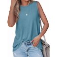 thumbnail image 3 of Women's Sleeveless Tank Tops T-Shirts Loose Crew Neck Basic Blouses Tunic for Casual Summer Blue XL, 3 of 8