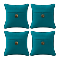 Supdurplus Outdoor Sunbrella Decorative Pillows With Coconut Button Pack of 4, 16" x 16" Outdoor Pillow Set for Couch Bed Throw Patio Sofa, Spectrum Peacock