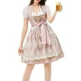 thumbnail image 4 of LEKODE oktoberfest outfits women dirndl dress Bavarian Dress tracht dress Womens Dress Germany Short Sleeve Dirndlbluse Blouse Dress Stage Performance Dress Light Pink L, 4 of 5