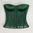 thumbnail image 5 of Feancey Boned Corset Tops for Women Mesh Overbust Corsets Strapless Lace Up Bustier Top Built In Bra Waist Cincher Halloween Costumes Green XXL, 5 of 8