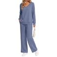 thumbnail image 3 of Fantaslook Plus Size Two Piece Sets for Women Fall Outfits Long Sleeve Tops Wide Leg Pants Lounge Matching Sets Vacation Travel Outfits, 3 of 7